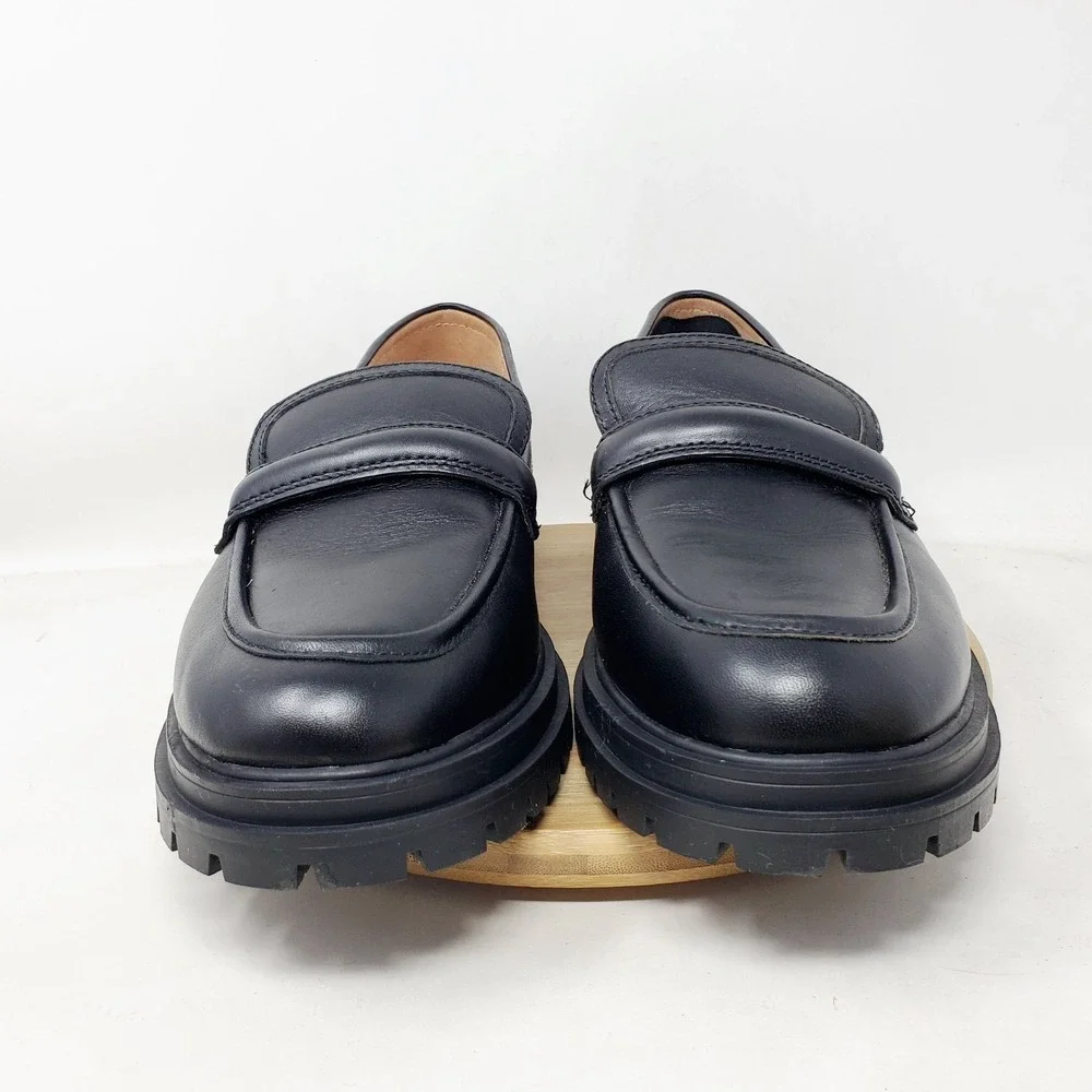 Madewell Chunky Loafer Womens 11 Bradley Black‎ Leather Platform Lug Sole Shoes